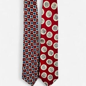 Premium 100% Silk Red Neckties Lot of 2 Premium Men's Tie Collection Set